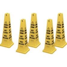 Safety Sign, "Caution Wet Floor", 12-1/4"x12-1/4"x36", 5/CT, YW