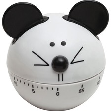 Timer, Mouse-shaped, 60 Minutes Max, 3" H, White/Black