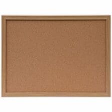 Cork Bulletin Board, Oak Finished Wood Frame, 24" x 18", Tan Surface