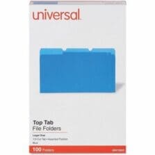 Deluxe Colored Top Tab File Folders, 1/3-Cut Tabs: Assorted, Legal Size, Blue/Light Blue, 100/Box