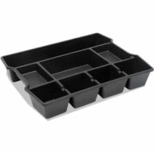 High Capacity Drawer Organizer, Eight Compartments, 14.88 x 11.88 x 2.5, Plastic, Black