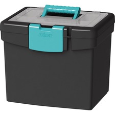 File Storage Box, 10-9/10"Wx13-1/4"Dx11"H, Black/Teal