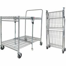 Utility Cart, Folding, 37-1/2"Wx23-1/2"Lx39"H, Chrome
