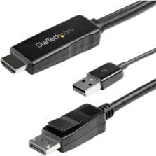 THIS 4K HDMI TO DISPLAYPORT CABLE WITH USB POWER LETS YOU CONNECT AN HDMI VIDEO