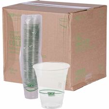 Cold Cup, Eco Friendly, 12oz, 1000/CT, Clear/GreenStripe