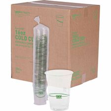 Cold Cup, Eco Friendly, 16oz, 1000/CT, Clear/GreenStripe