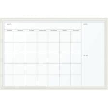 Magnetic Dry Erase Calendar with Decor Frame, Monthly Planning/Scheduling, 30" x 20", White Surface, White Wood Frame