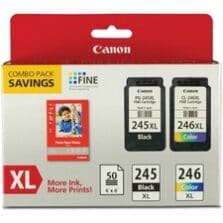 Ink Cartridges, XL Combo Pack, PG245/CL246, 50Sht Photo Paper