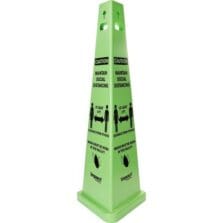 Safety Sign, Social Dist/Mask, 3-sided, 14-3/4"Base, 40"H, FLGN