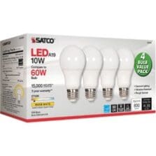 Bulb, LED, A19, 10W, 2700K, WarmWhite, 4/PK