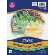 Watercolor Paper, Super Hvywght, 140 lb, 50/PK, 9"x12", WE