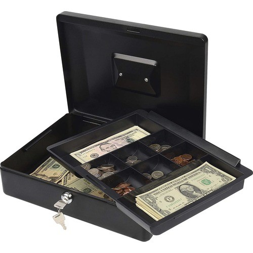 Security Box, 9"Wx12-1/2"Lx4"H, Black