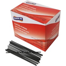 Stirrer, Single Tube, Unwrapped, 5-1/2"L, 1000/BX, Black