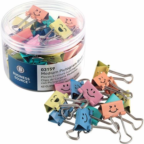 Binder Clip, Emoji, Medium, 2-1/2"x3-9/10"x2-1/2", 42/TB, AST