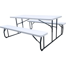 Picnic Table, Folding, 600/650 lb Cap, 71"x65"x29", WE/BK