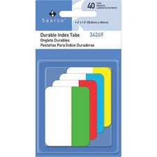 Index Tabs, Repositionable, 1"Wx2"Lx1/10"H, 40/PK, Multi