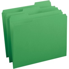 Folder, 1/3-Cut Tab, 10-1/5"x12-1/5"x3-2/5", 100/BX, Green