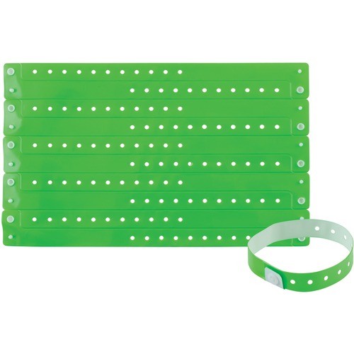 Wristbands, Vinyl, 3/5"Wx9-3/4"Lx1/50"H, 100/PK, Green