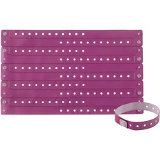 Wristbands, Vinyl, 3/5"Wx9-3/4"Lx1/50"H, 100/PK, Purple