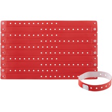 Wristbands, Vinyl, 3/5"Wx9-3/4"Lx1/50"H, 100/PK, Red