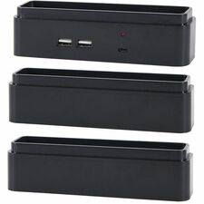 Riser Blocks, w/ USB Ports, 1-1/2"Wx6"Lx1-1/2"H, Black