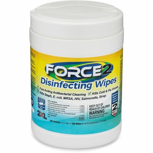 Disinfecting Wipes, 6"Wx6-3/4"H, 220/Can, White