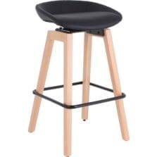 Guest Stool, Low-back, Wood Legs, 17-3/8"x14-1/8"x33-1/2", BK