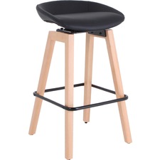 Guest Stool, Low-back, Wood Legs, 17-3/8"x14-1/8"x33-1/2", BK