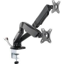 Monitor Arm, Dual, w/USB, 2 Sections, Adjustable, Black