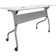 Training Table, 48"x23-3/5"x29-1/2", White/Silver