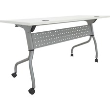 Training Table, 60"x23-3/5"x29-1/2", White/Silver
