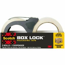 Shipping Tape, w/Dispenser, Box Lock, 1.88"x55 yd, 2/PK, CL