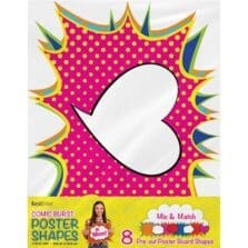Poster Board, Comic, Burst, Shapes, 14"Wx18"H, 8/PK, AST