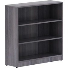 Bookcase, 3 Shelves, 36"x12'x36", Weathered Charcoal