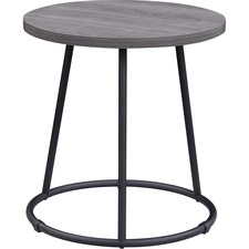 End Table, Round, Steel Base, 19"x19-3/4", WCharcoal