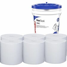 Wipes, w/Bucket, 140Shts/Roll, 6 Rolls/1Bucket, WE