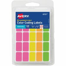 Color-Coding Labels, Removable, 1/2"x3/4", 18900/CT, Neon AST