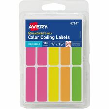 Color-Coding Labels, Removable, 1/2"x3/4", 6480/CT, Neon AST