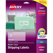 Inkjet Mailing Labels, Shipping, 2"x4", 100/PK, 5PK/CT, CL