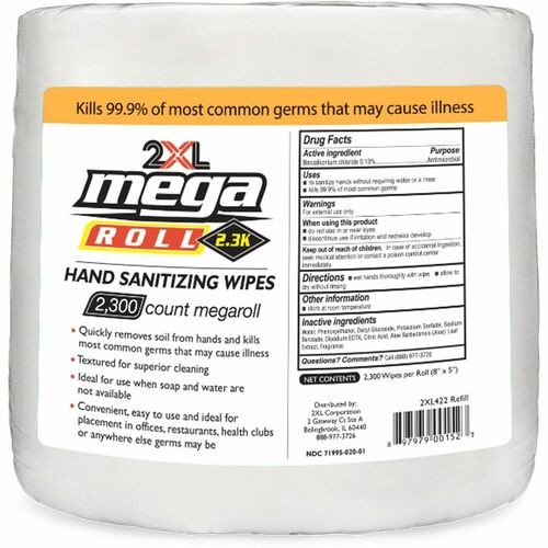 Sanitizing Wipes, FDA Approved, 8"x6", 2300/RL, WE