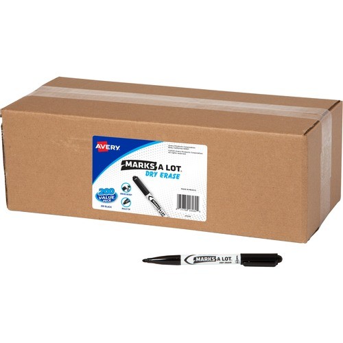Dry-Erase Markers, Bullet Tip, Value Pack, 200/CT, Black