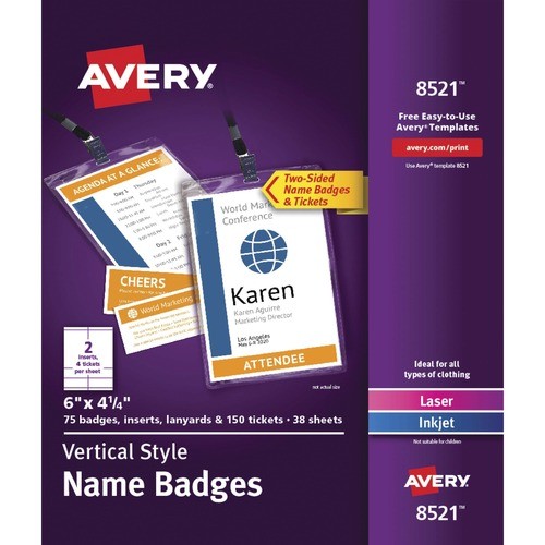 Name Badges/Tickets w/Holders/Lanyards, 6"x4-1/4", 375/CT, WE