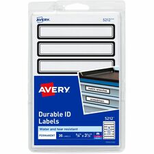 ID Labels, w/BK Border, Permt, 5/8"x3-1/2", 35/PK, 18/CT, WE
