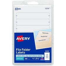 Filing Labels, Removable, 1/3 Cut, 252/PK, 18PK/CT, WE