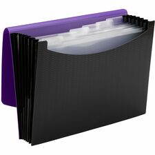 File, Expanding, Poly, 6 Pockets, 13"x9-1/2", 12/CT, Purple/BK