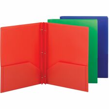 Fastener Folder, 2-Pocket, 180 Sht Cap, Letter, 3/PK, 24PK, CT, AST
