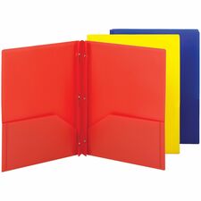 Fastener Folder, 2-Pocket, 180 Sht Cap, Letter, 3/PK, 24PK, CT, AST