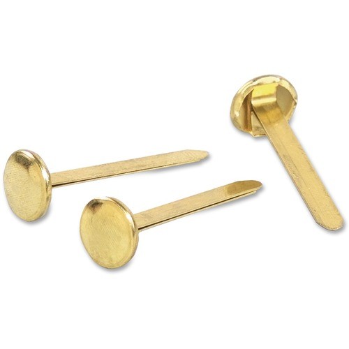 Round Head Fasteners, Size 5, 15/32"x1-1/4", 100/BX, Brass