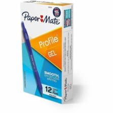 Gel Pens, Profile, Smooth, Retractable, Grip, w/Clip, Contoured, 0.5mm, 1 Dozen, Blue