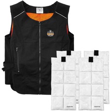 Vest, w/2 Cooling Packs, Lightweight, f/33"Chest, L/XL, BK